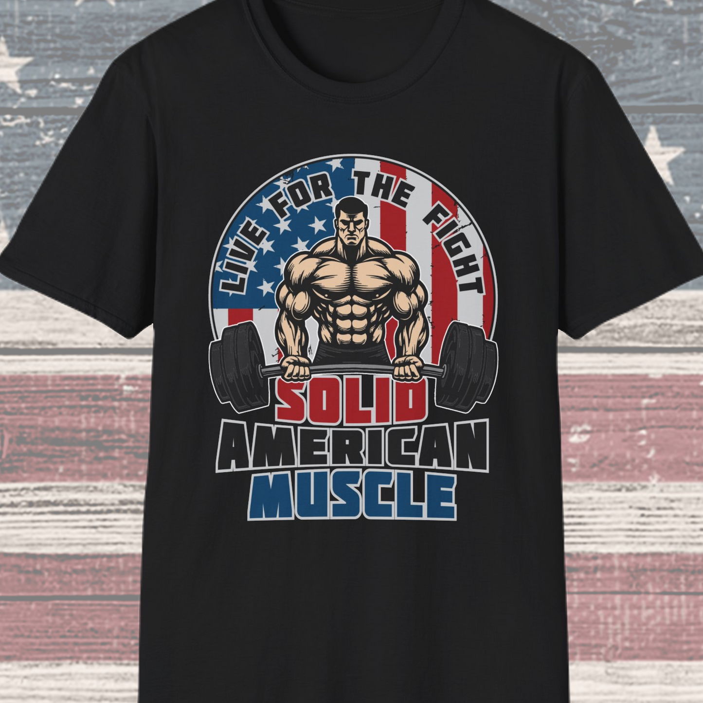 Solid American Muscle - Live for the Fight - Logo T-Shirt