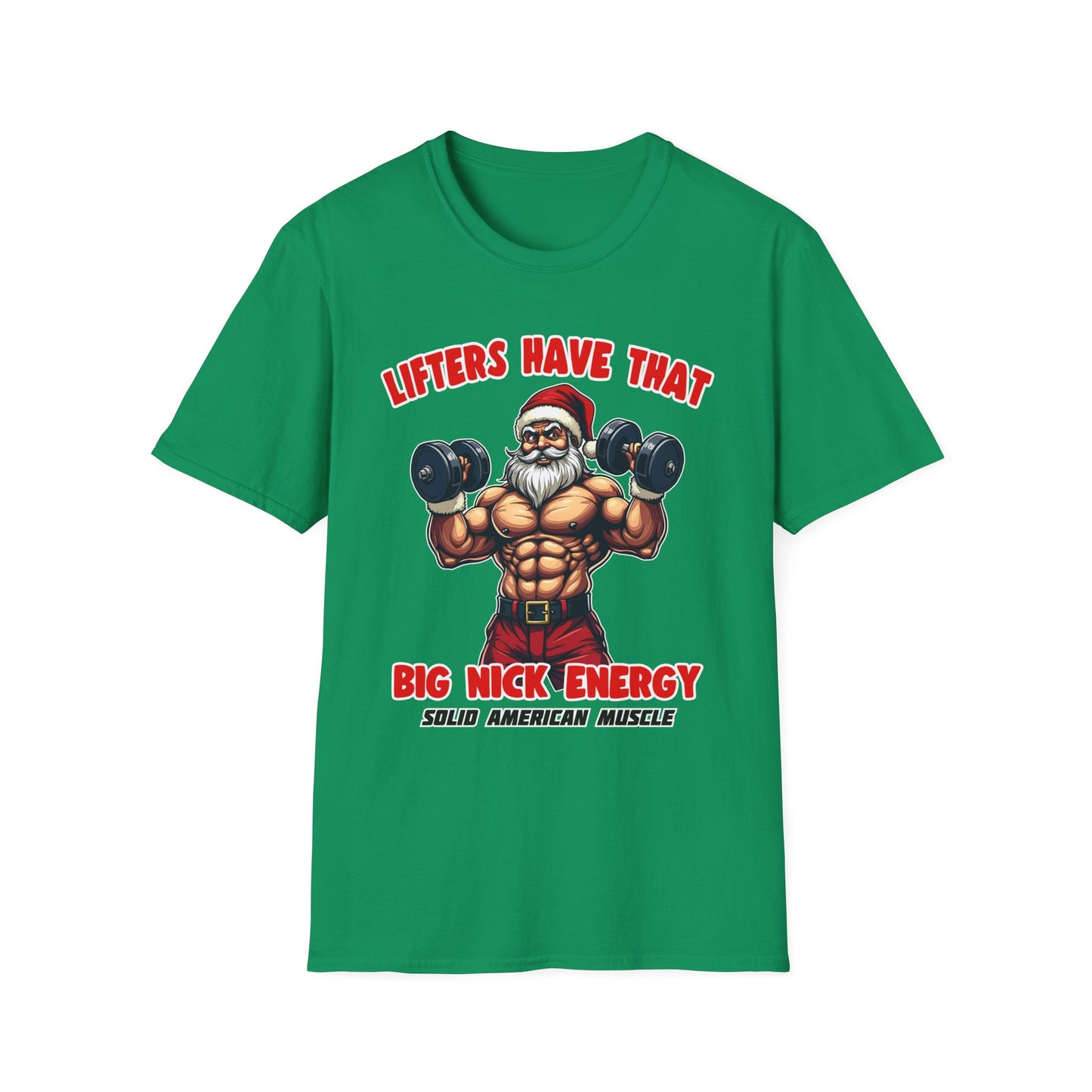 Solid American Muscle - Big Nick Energy - Ripped Santa Christmas T-Shirt