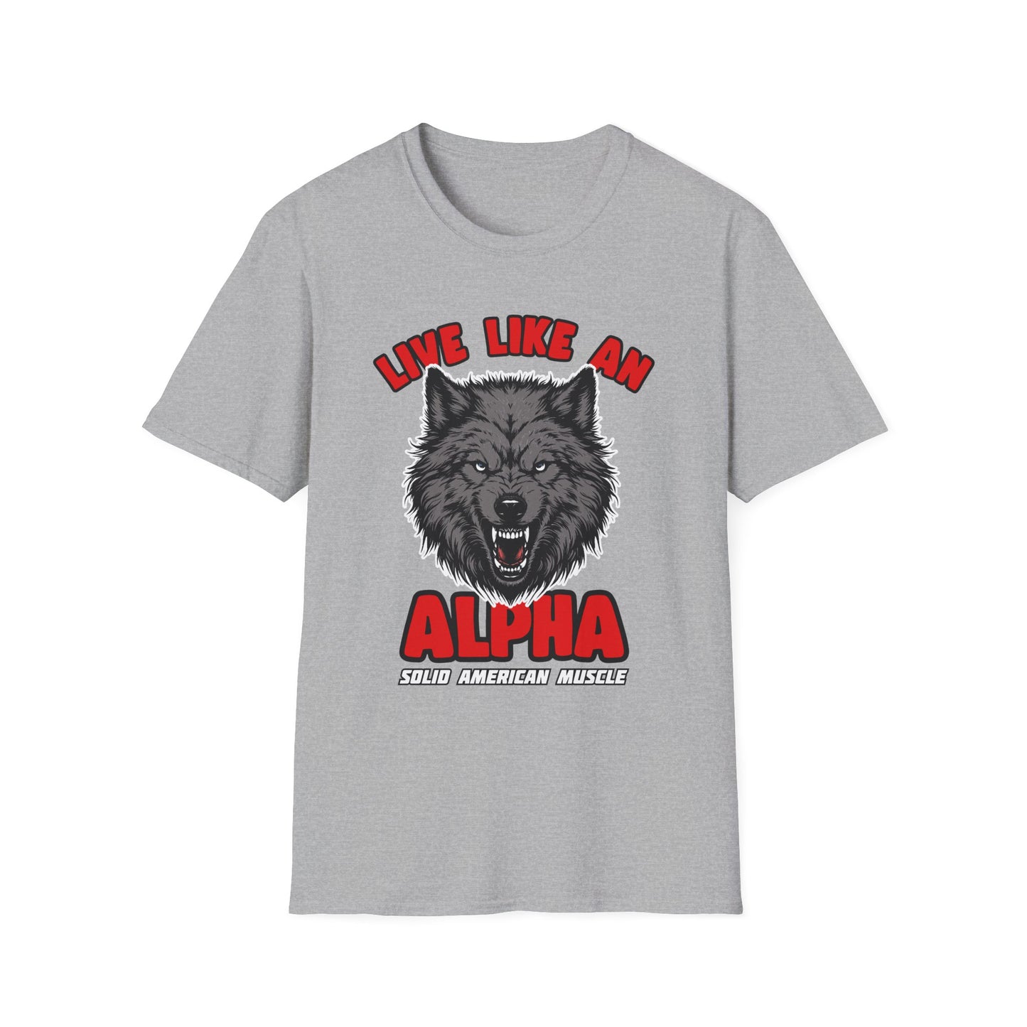 Solid American Muscle - Live Like an Alpha - Gray Wolf T-Shirt