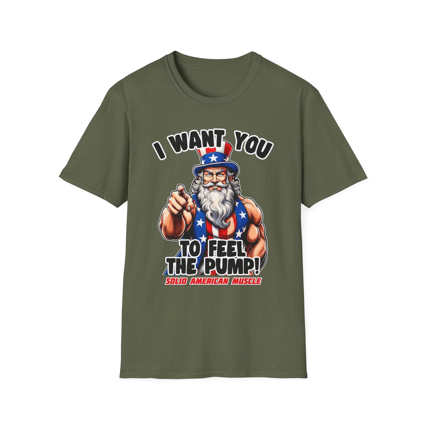 Solid American Muscle - I Want You to Feel the Pump! - Uncle Sam T-Shirt