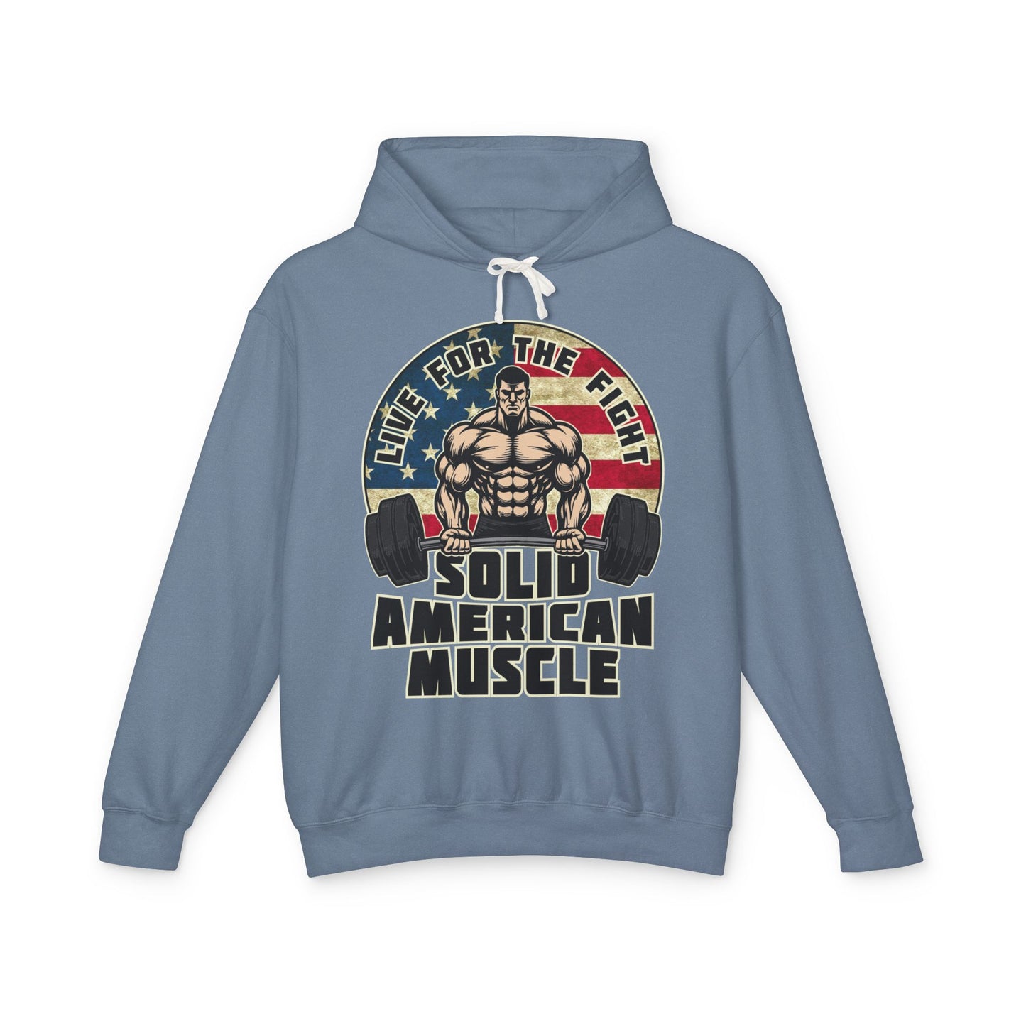 Solid American Muscle - Live for the Fight - Rustic Logo - Gym Hoodie / Pullover