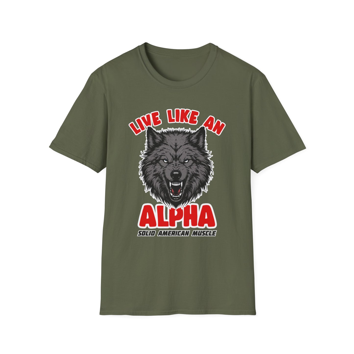 Solid American Muscle - Live Like an Alpha - Gray Wolf T-Shirt
