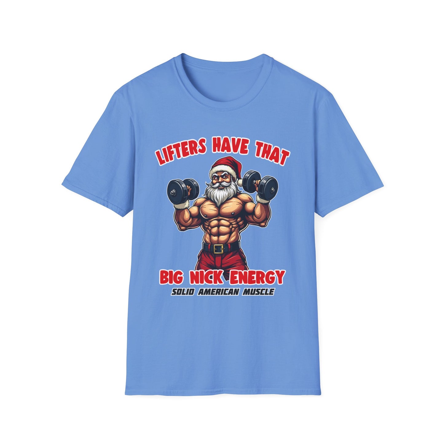 Solid American Muscle - Big Nick Energy - Ripped Santa Christmas T-Shirt