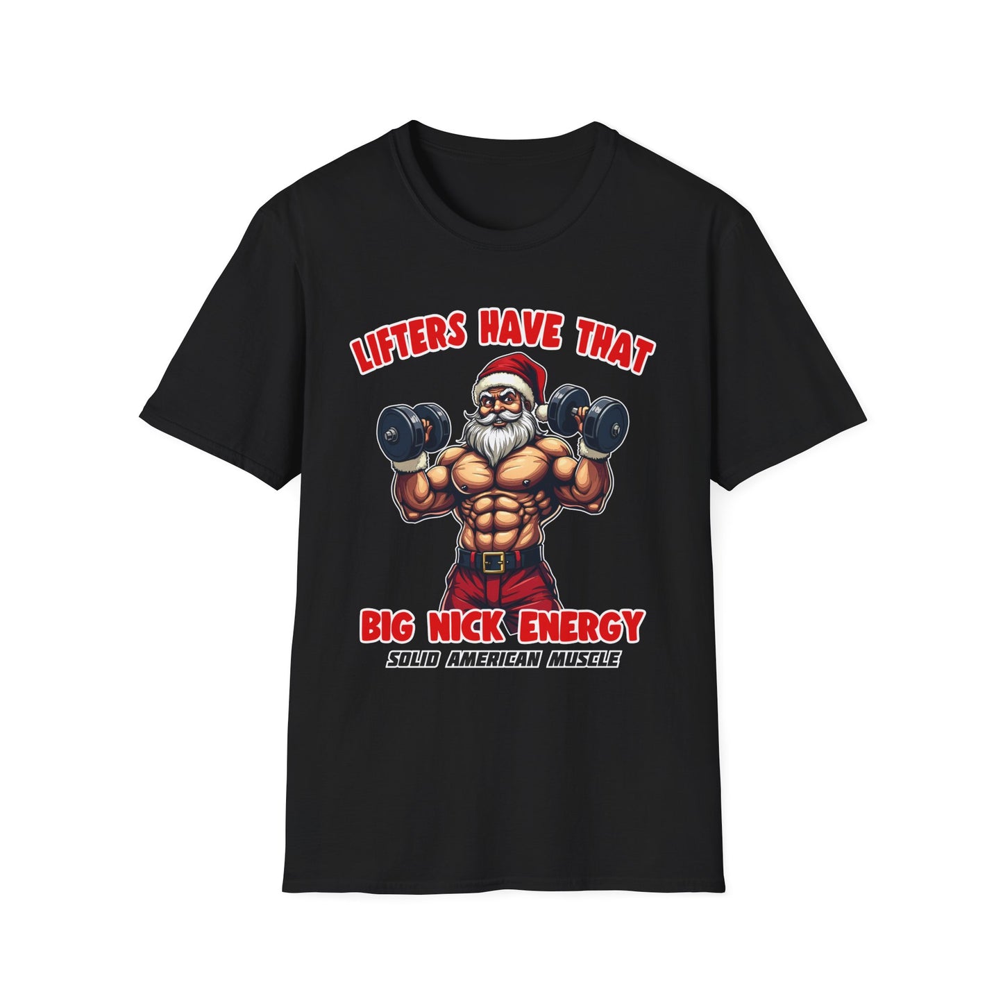 Solid American Muscle - Big Nick Energy - Ripped Santa Christmas T-Shirt