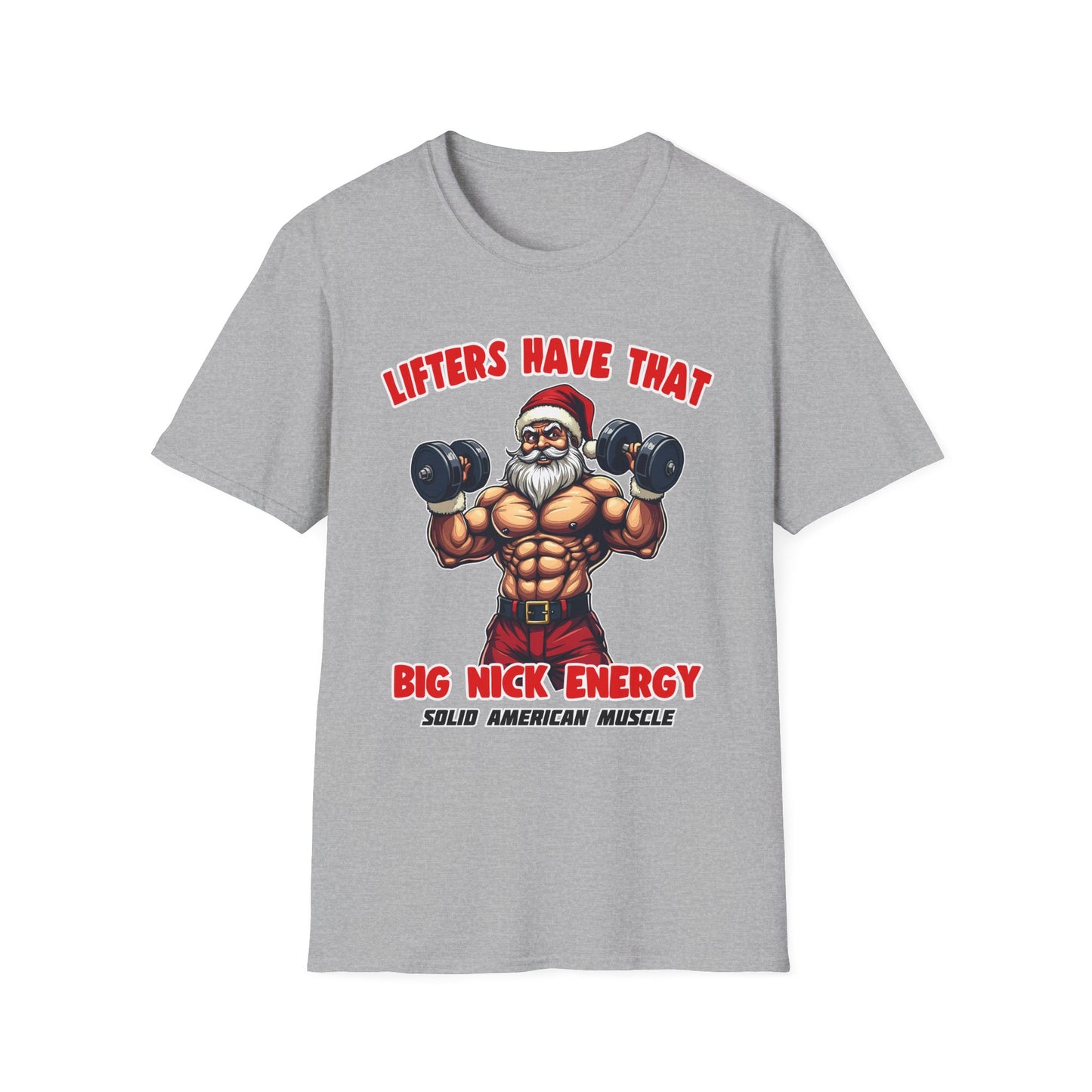Solid American Muscle - Big Nick Energy - Ripped Santa Christmas T-Shirt
