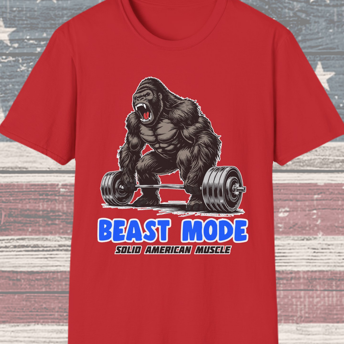 Solid American Muscle - Beast Mode - Silverback Gorilla T-Shirt