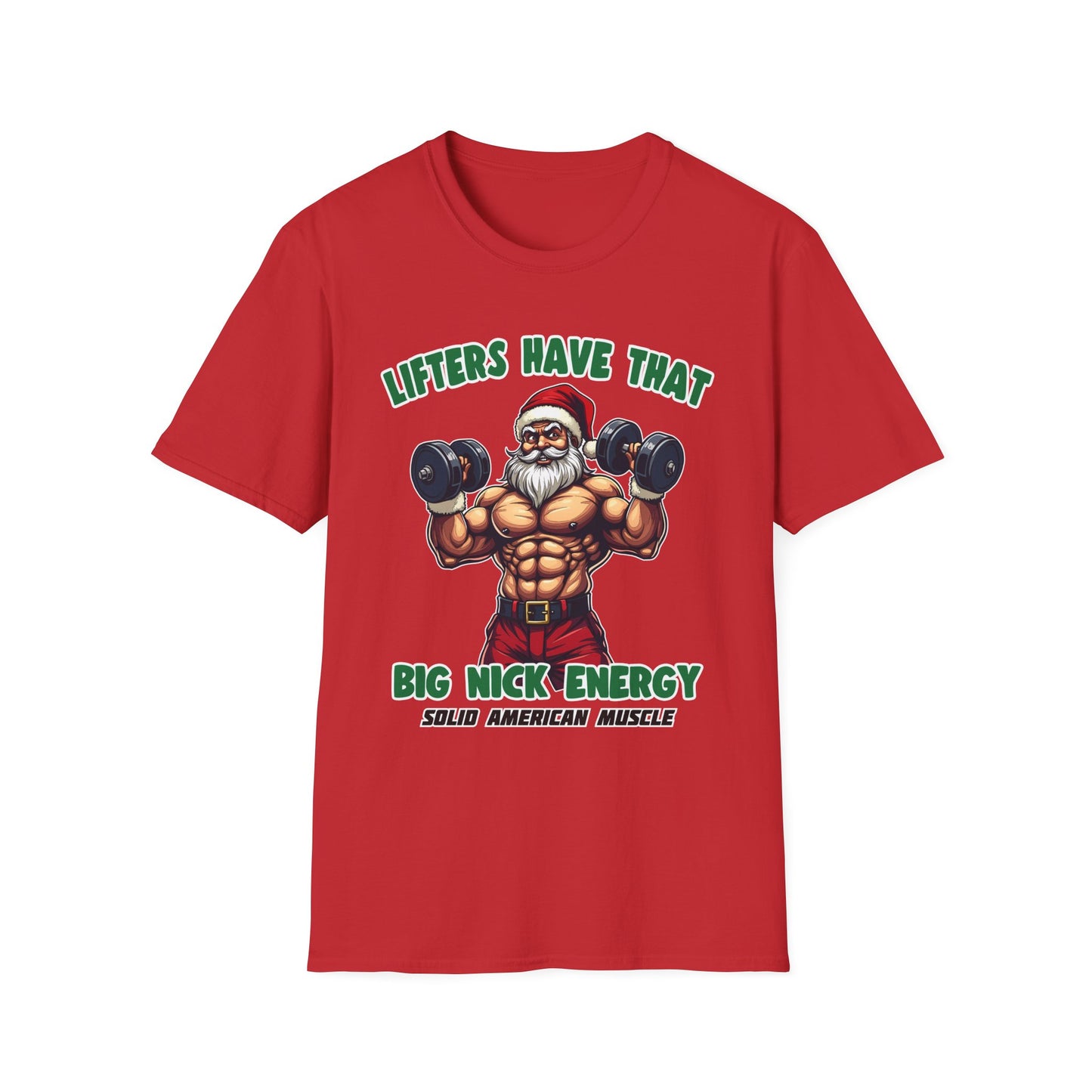 Solid American Muscle - Big Nick Energy - Ripped Santa Christmas T-Shirt
