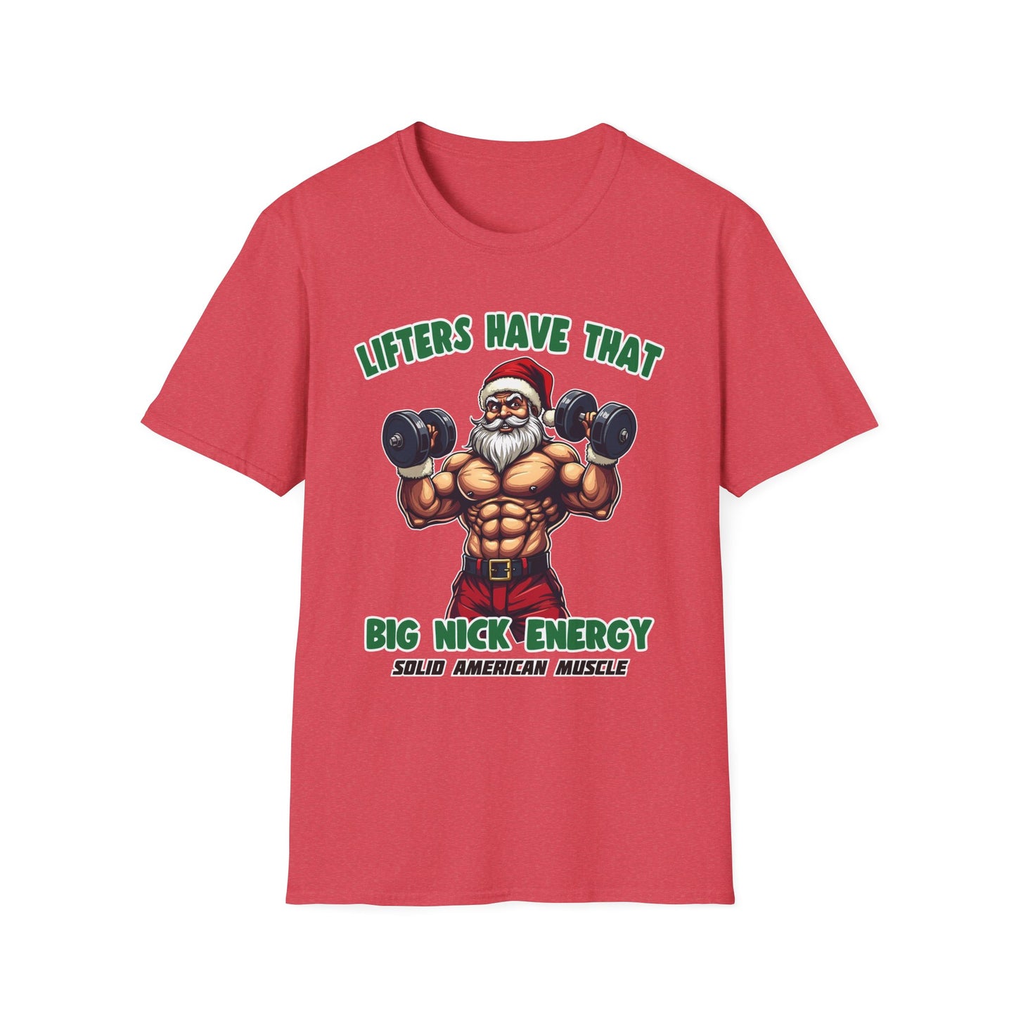 Solid American Muscle - Big Nick Energy - Ripped Santa Christmas T-Shirt