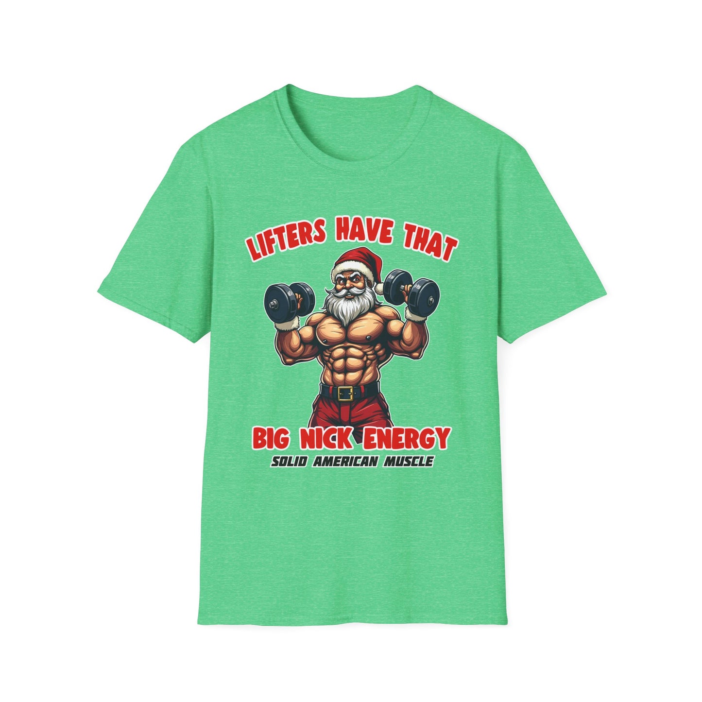 Solid American Muscle - Big Nick Energy - Ripped Santa Christmas T-Shirt