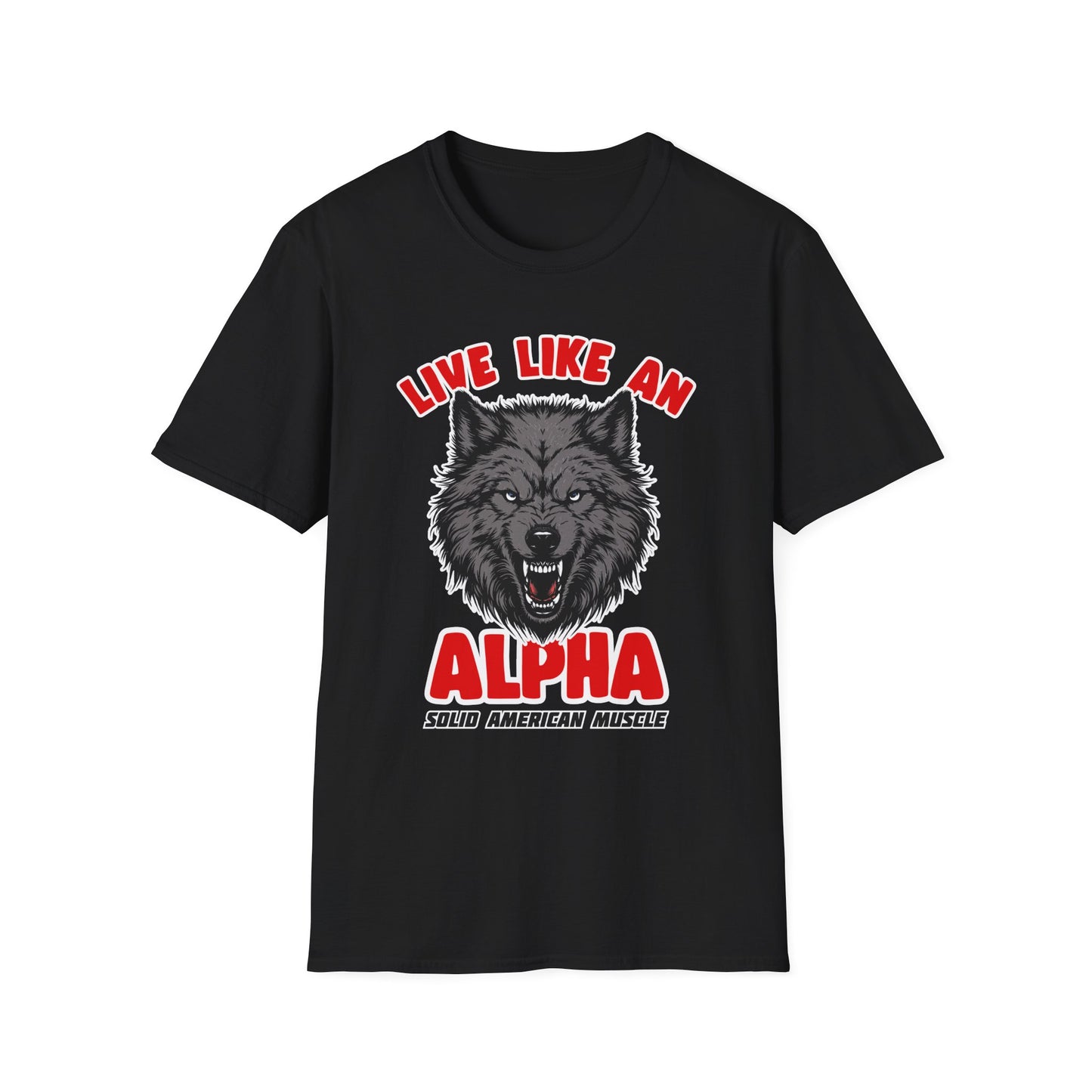 Solid American Muscle - Live Like an Alpha - Gray Wolf T-Shirt