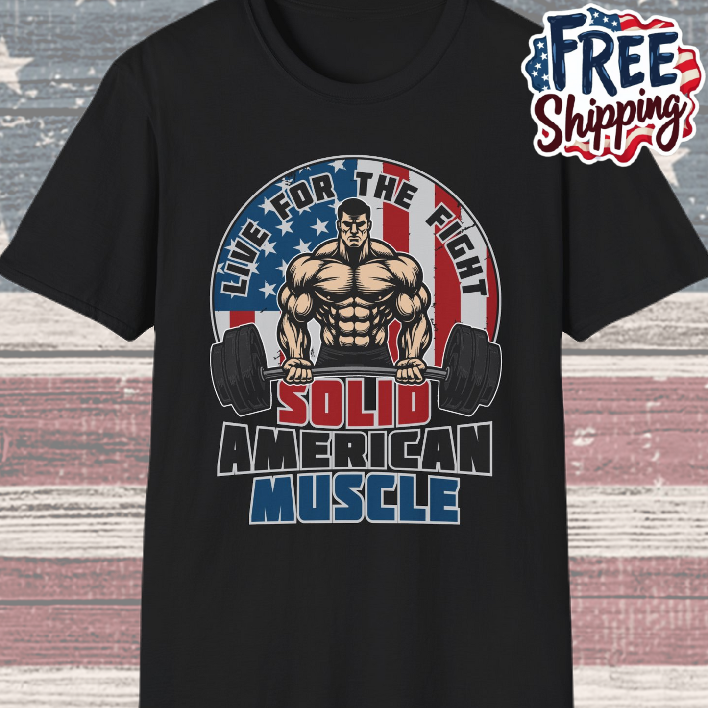 Solid American Muscle - Live for the Fight - Logo T-Shirt