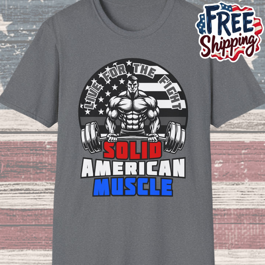 Solid American Muscle - Thin Gray Line Tribute Logo - Correctional Officer/First Responder T-Shirt