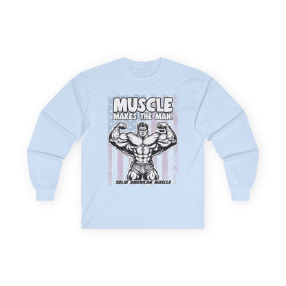 Solid American Muscle - Muscle Makes The Man - USA Flag - Long Sleeve T-Shirt