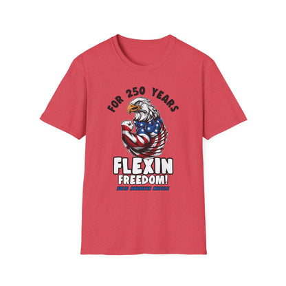 Solid American Muscle - For 250 Years Flexin Freedom! - USA Eagle 4th of July T-Shirt