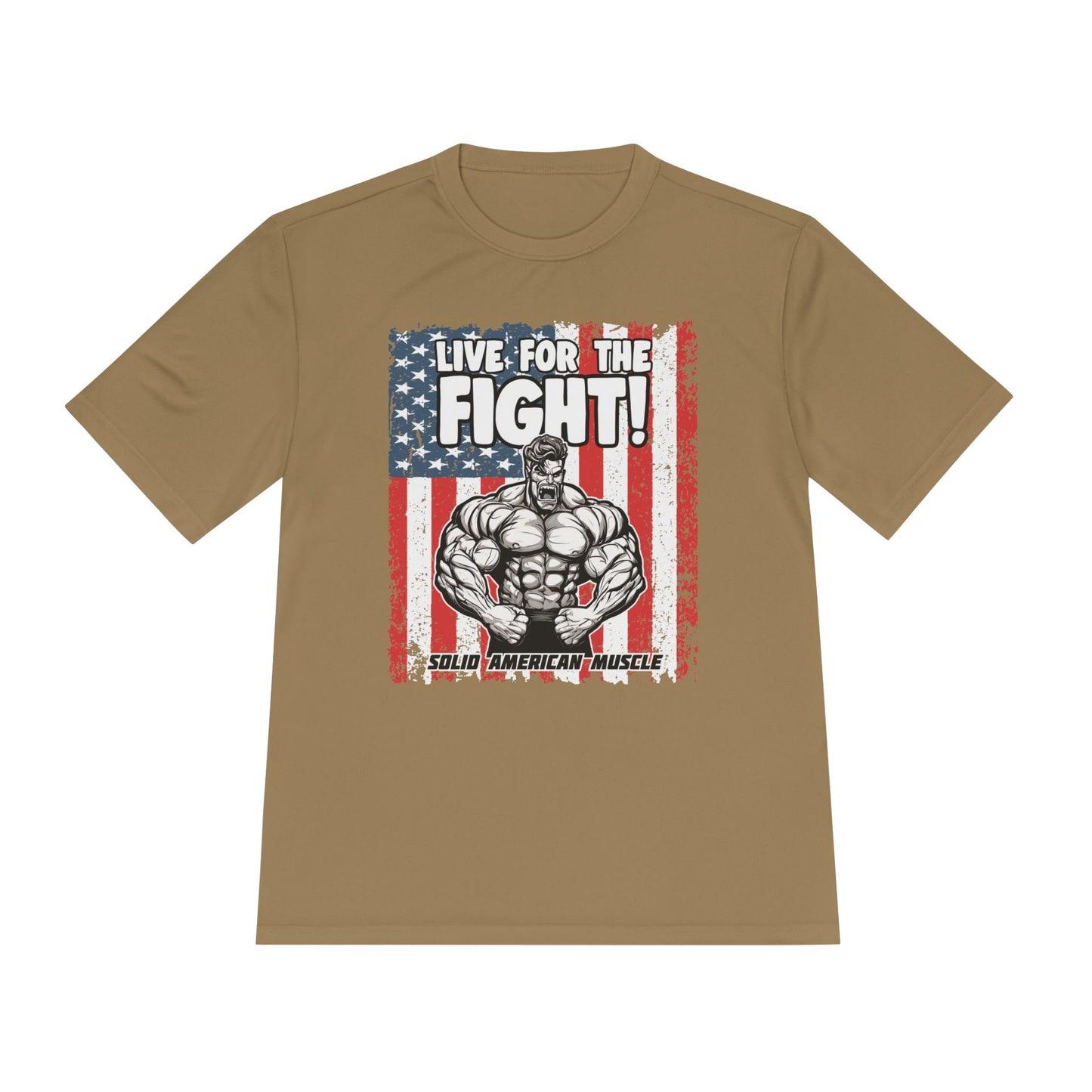 Solid American Muscle - Live for the Fight - USA Flag Moisture Wicking T-Shirt