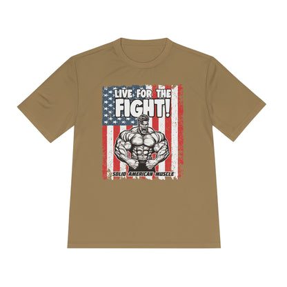 Solid American Muscle - Live for the Fight - USA Flag Moisture Wicking T-Shirt