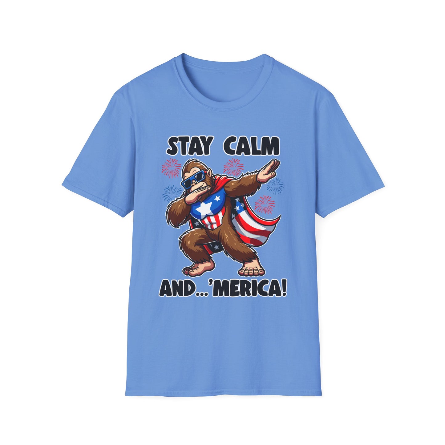 Patriot Collection - Stay Calm and 'Merica - Dabbin' Bigfoot - T-Shirt