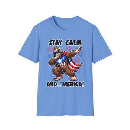Patriot Collection - Stay Calm and 'Merica - Dabbin' Bigfoot - T-Shirt