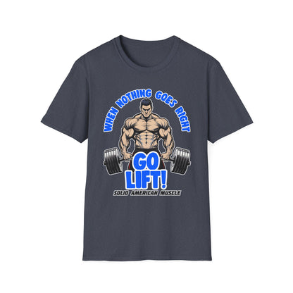 Solid American Muscle - When Nothing Goes Right Go Lift - Man Lifter - T-Shirt