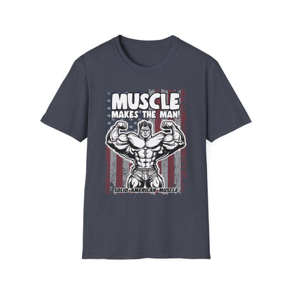 Solid American Muscle - Muscle Makes The Man - USA Flag T-Shirt