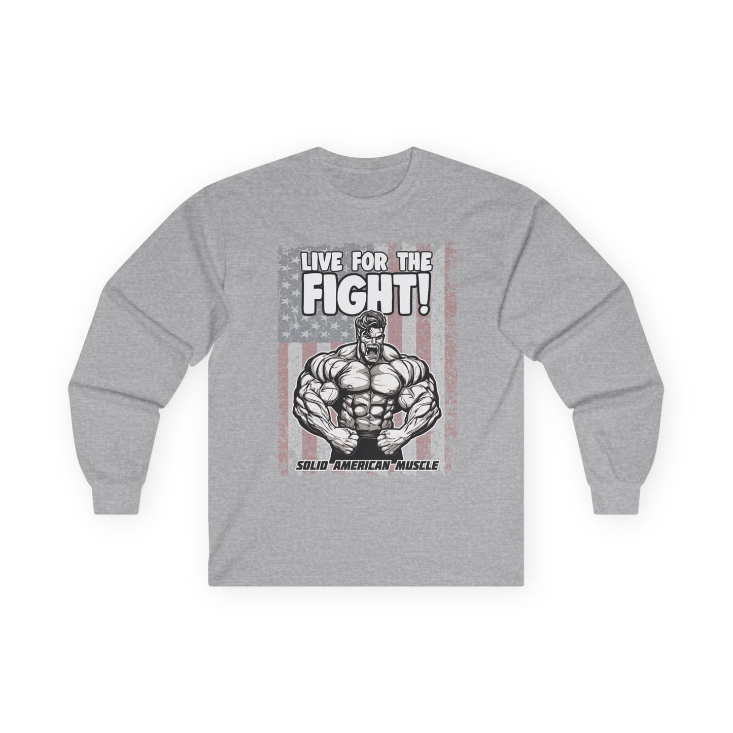 Solid American Muscle - Live For The Fight - USA Flag - Long Sleeve T-Shirt