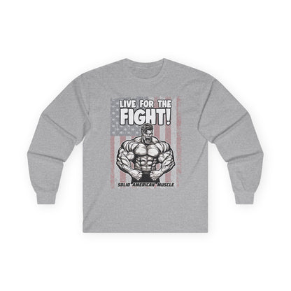 Solid American Muscle - Live For The Fight - USA Flag - Long Sleeve T-Shirt
