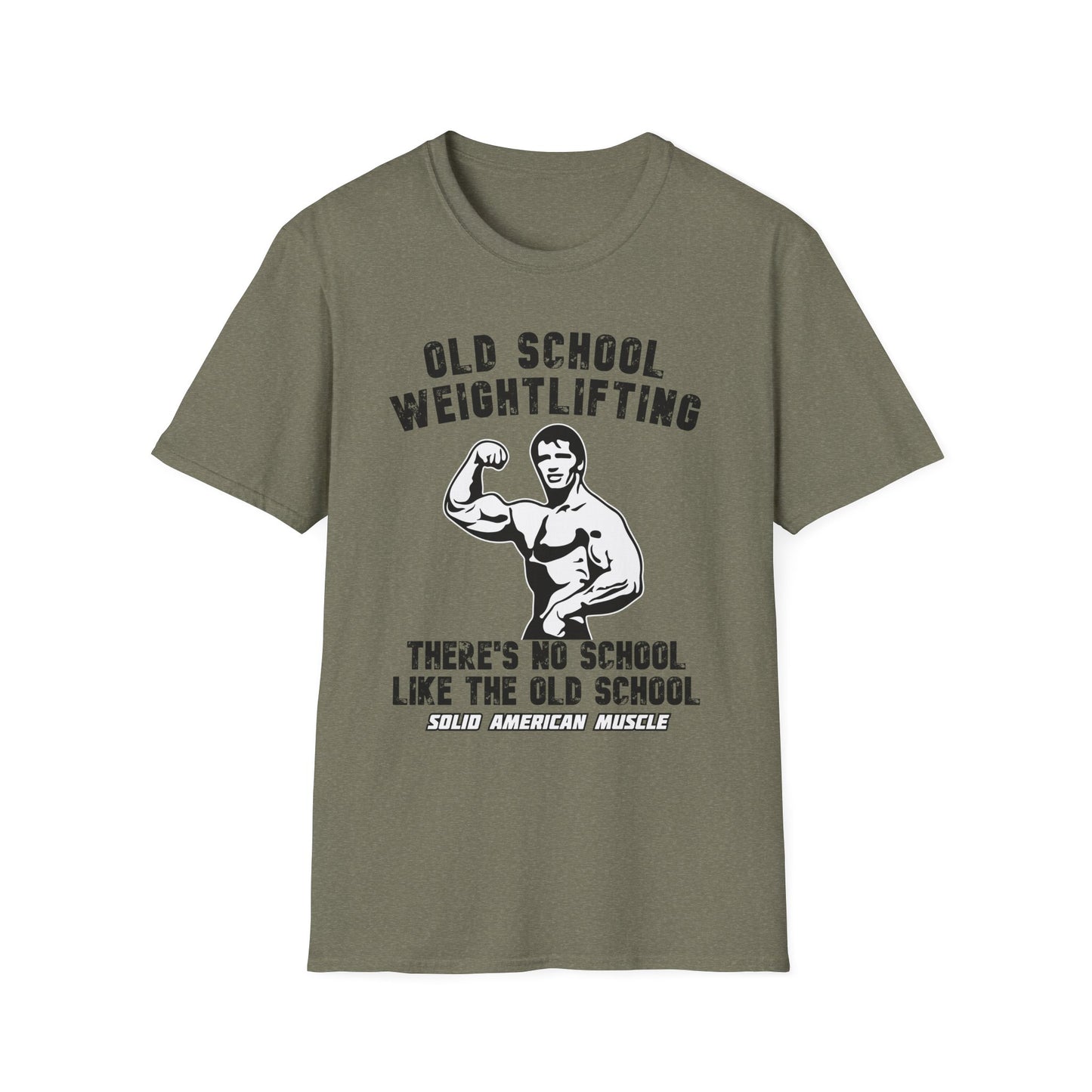 Solid American Muscle - Old School Weightlifting - There's No School Like The Old School - Vintage T-Shirt