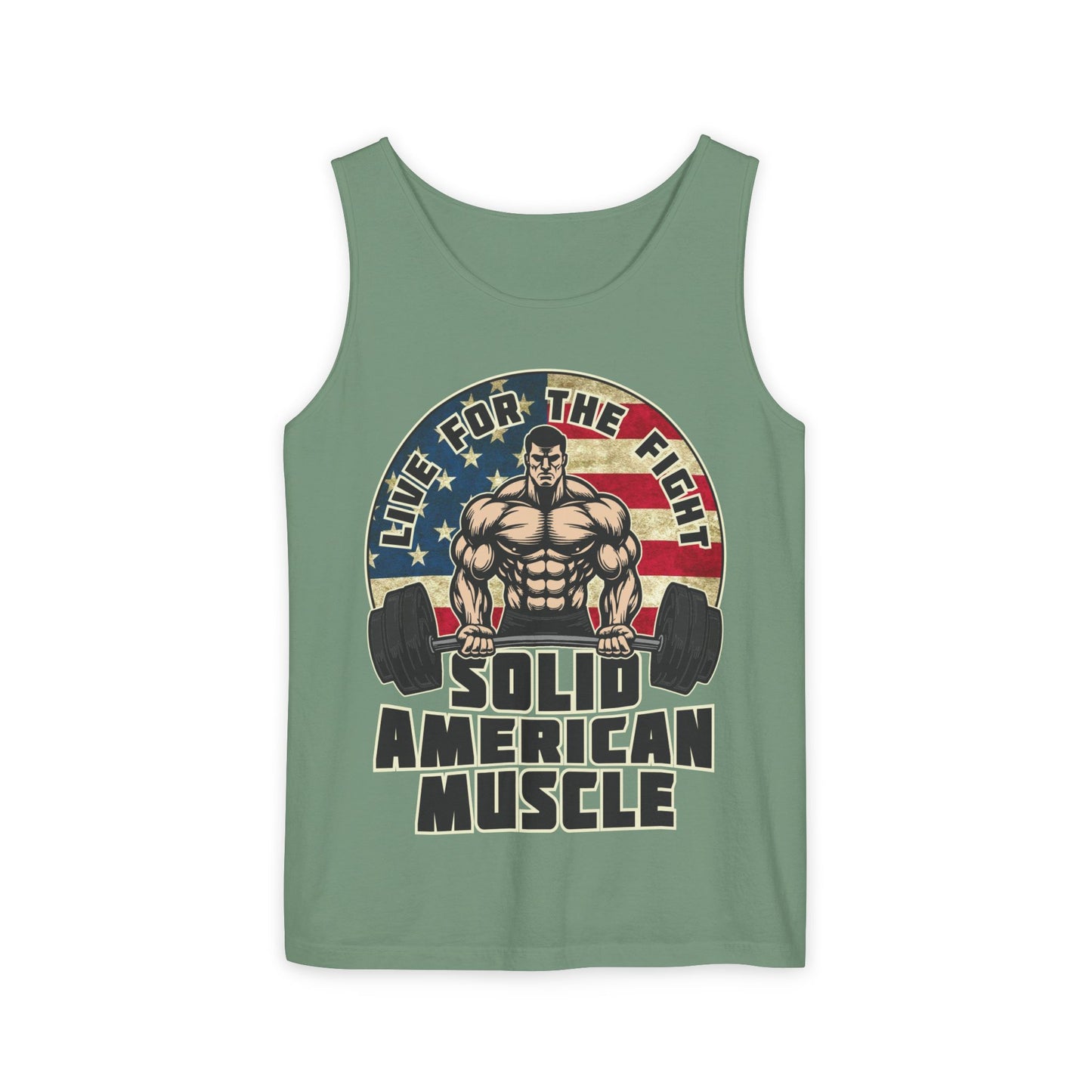 Solid American Muscle - Live for the Fight - Rustic Logo - Tank Top