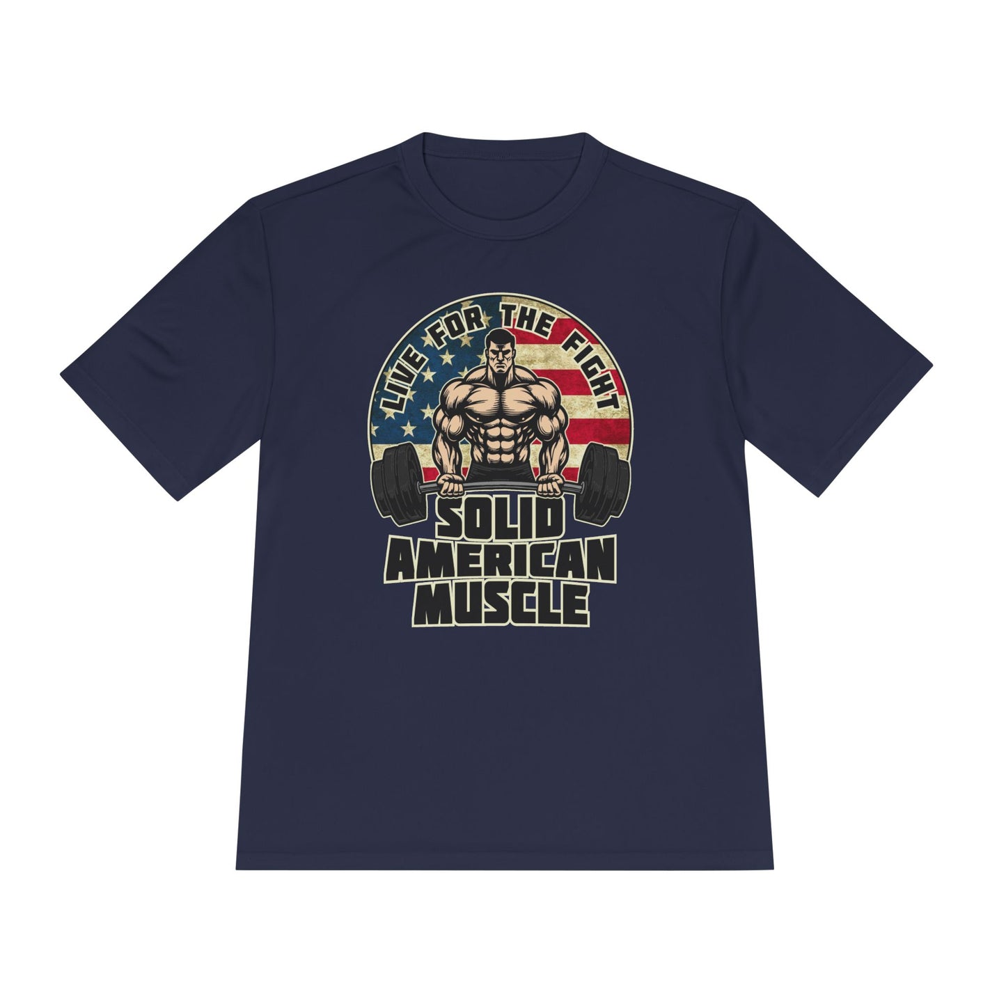 Solid American Muscle - Live for the Fight - Rustic Logo Moisture Wicking T-Shirt