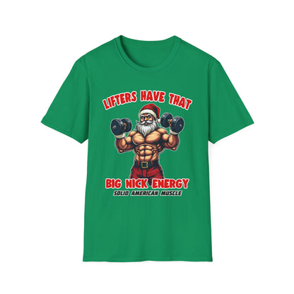 Solid American Muscle - Big Nick Energy - Ripped Santa Christmas T-Shirt