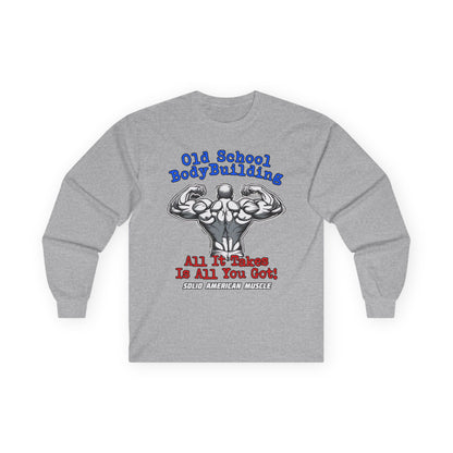 Solid American Muscle - Old School Bodybuilding Long Sleeve T-Shirt