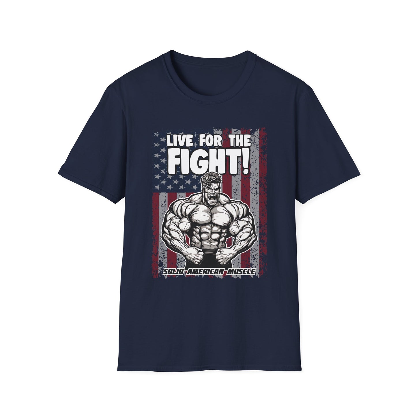 Solid American Muscle - Live for the Fight - USA Flag T-Shirt