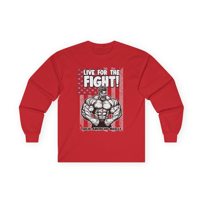 Solid American Muscle - Live For The Fight - USA Flag - Long Sleeve T-Shirt