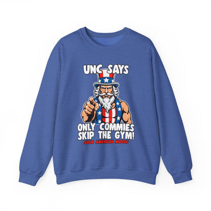 Solid American Muscle - Only Commies Skip the Gym! - Uncle Sam Sweatshirt