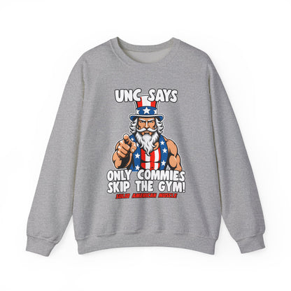 Solid American Muscle - Only Commies Skip the Gym! - Uncle Sam Sweatshirt