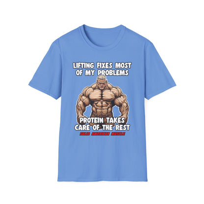 Solid American Muscle - Lifting Fixes Most of My Problems T-Shirt