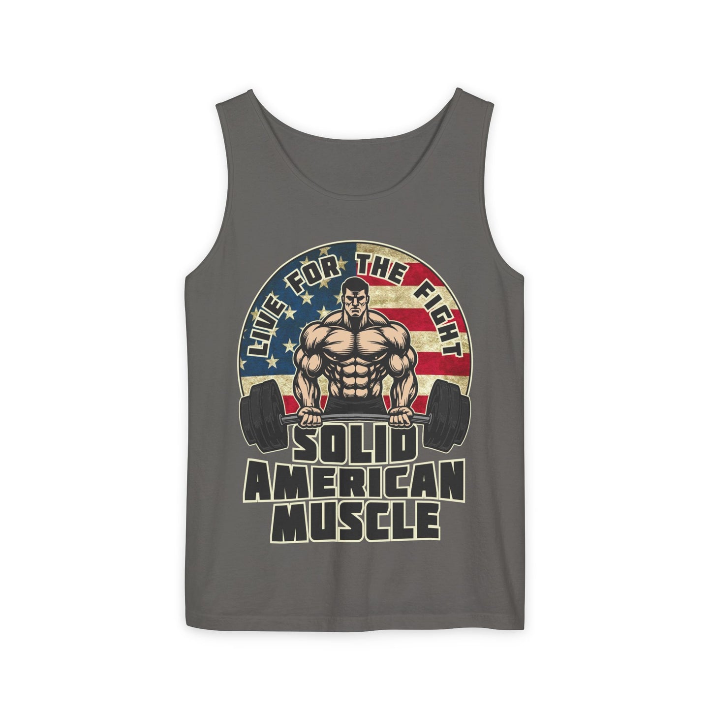 Solid American Muscle - Live for the Fight - Rustic Logo - Tank Top