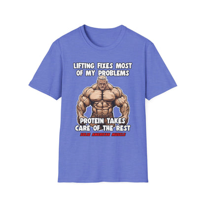 Solid American Muscle - Lifting Fixes Most of My Problems T-Shirt