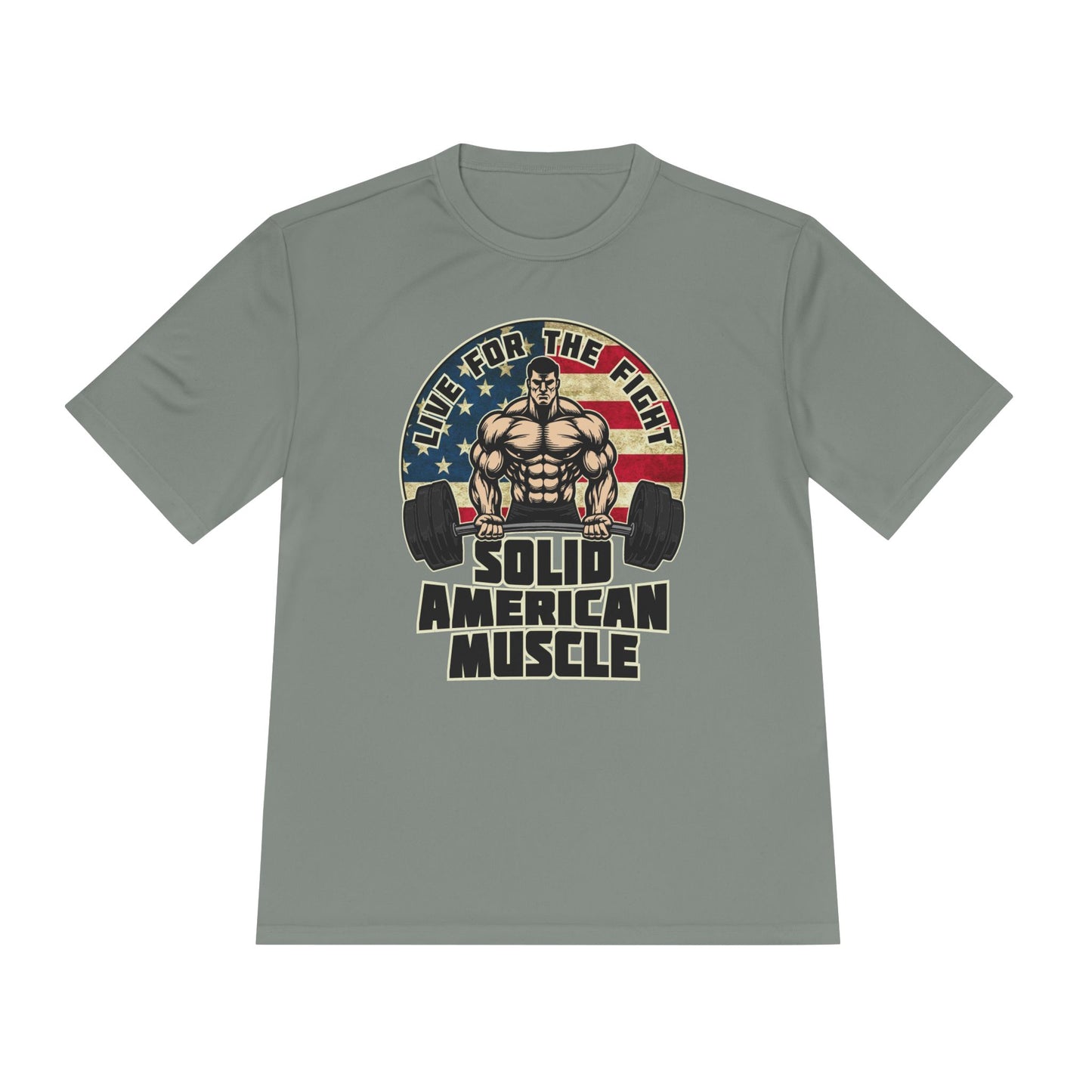 Solid American Muscle - Live for the Fight - Rustic Logo Moisture Wicking T-Shirt