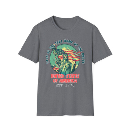 Patriot Collection - Land of the Free Home of the Brave - Statue of Liberty Patriotic T-Shirt