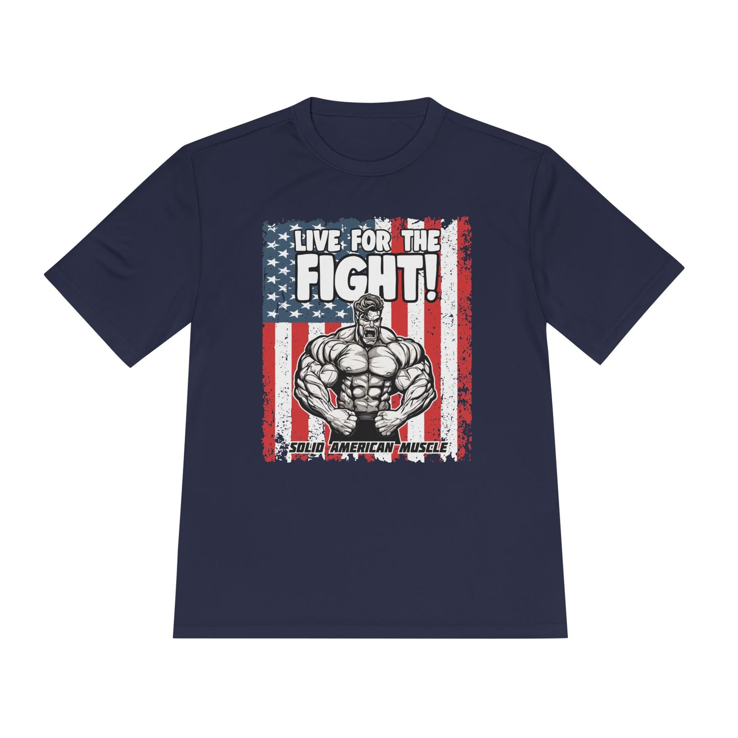 Solid American Muscle - Live for the Fight - USA Flag Moisture Wicking T-Shirt