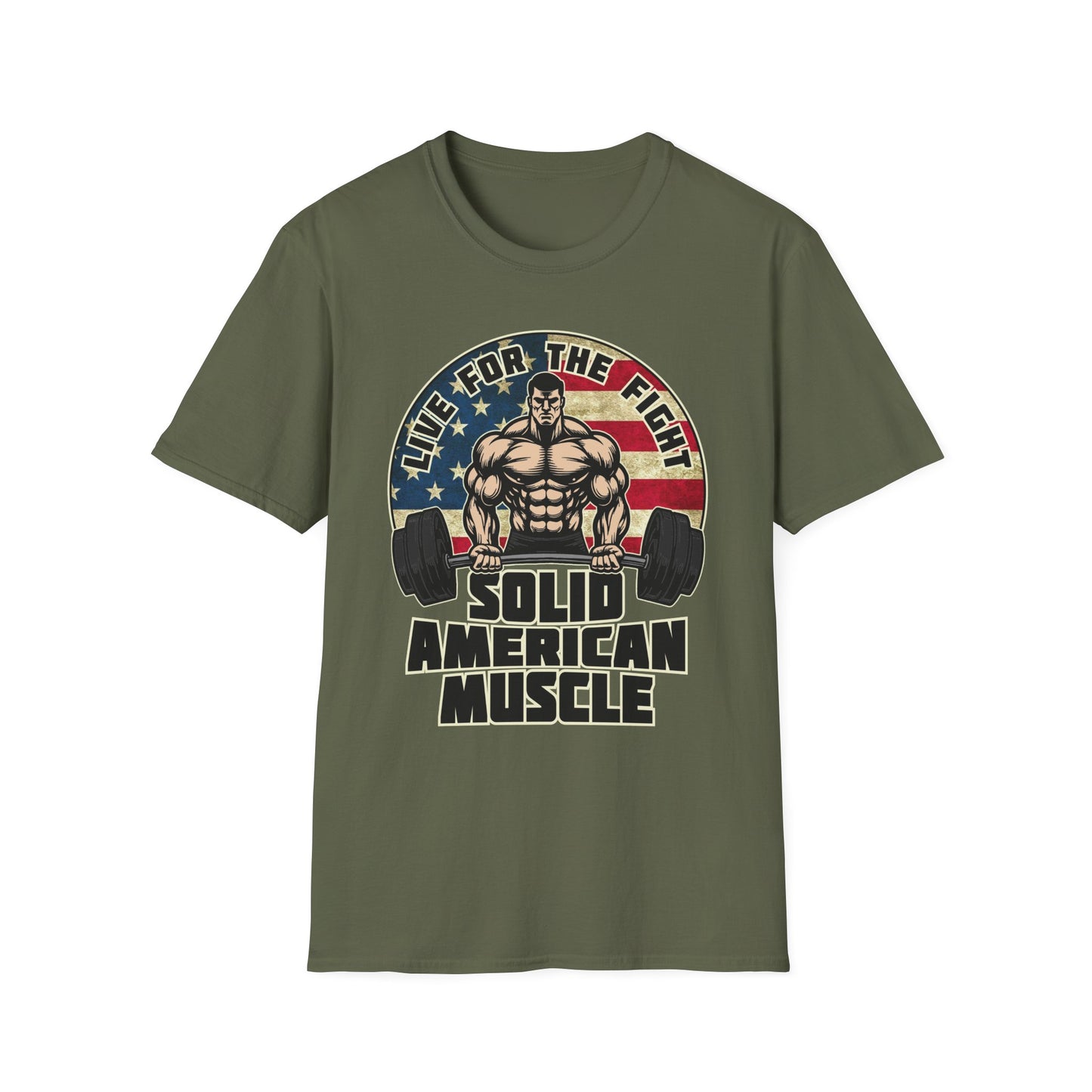Solid American Muscle - Live for the Fight - Rustic Logo T-Shirt