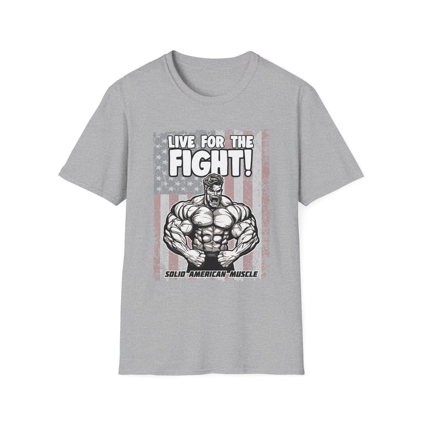 Solid American Muscle - Live for the Fight - USA Flag T-Shirt