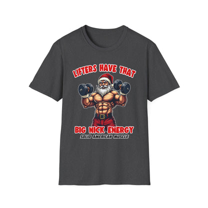Solid American Muscle - Big Nick Energy - Ripped Santa Christmas T-Shirt