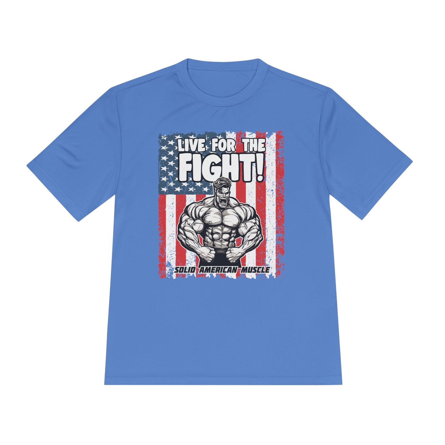 Solid American Muscle - Live for the Fight - USA Flag Moisture Wicking T-Shirt