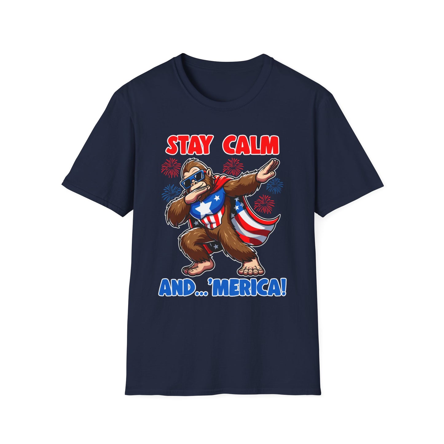 Patriot Collection - Stay Calm and 'Merica - Dabbin' Bigfoot - T-Shirt