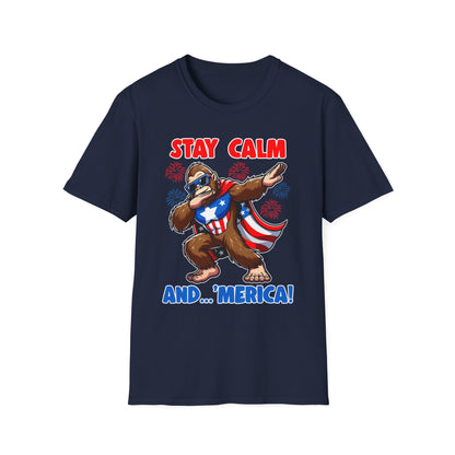 Patriot Collection - Stay Calm and 'Merica - Dabbin' Bigfoot - T-Shirt