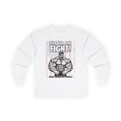 Solid American Muscle - Live For The Fight - USA Flag - Long Sleeve T-Shirt