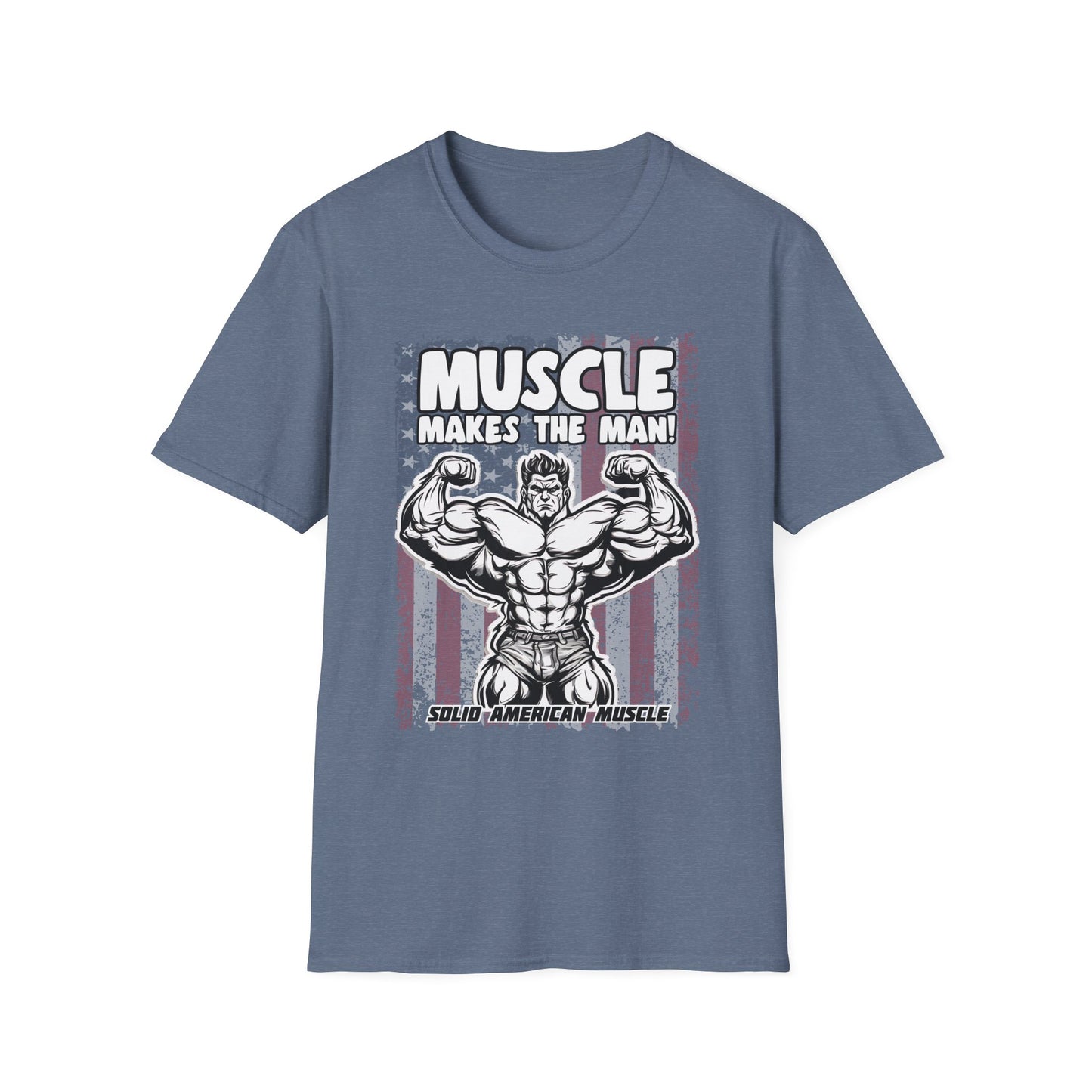 Solid American Muscle - Muscle Makes The Man - USA Flag T-Shirt