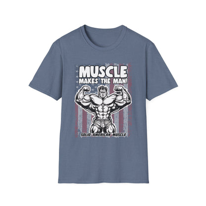 Solid American Muscle - Muscle Makes The Man - USA Flag T-Shirt